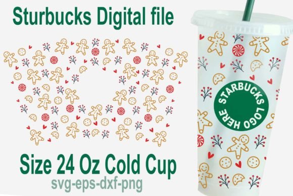 Gingerbread Man Wrap SVG, 24 Oz Cold Cup