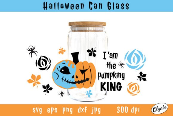 Halloween Can Glass Wrap. Pumpkin Jack