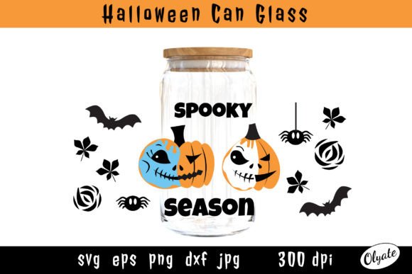 Halloween Can Glass Wrap. Spooky Season