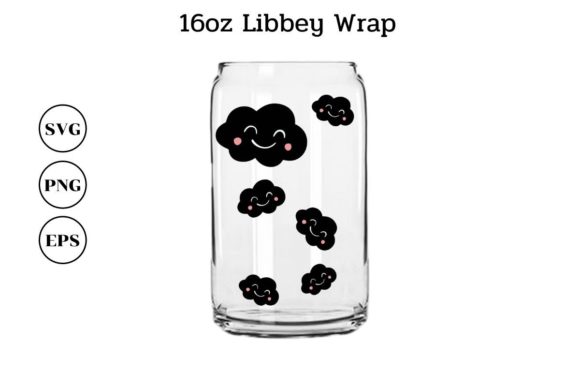 Kawaii Cloud Pop Can Glass Wrap SVG