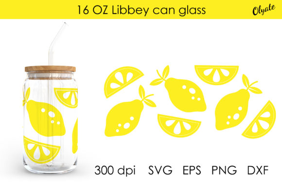 Lemon Libbey Can Glass 16 OZ Wrap