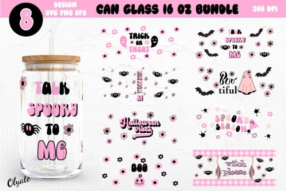 Pink Halloween Can Glass Wrap Bundle