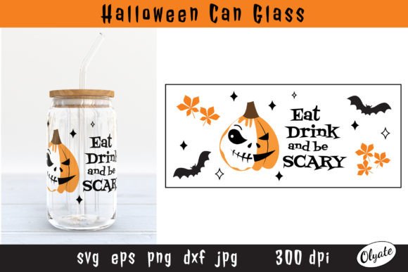 Pumpkin Jack O Lantern Can Glass