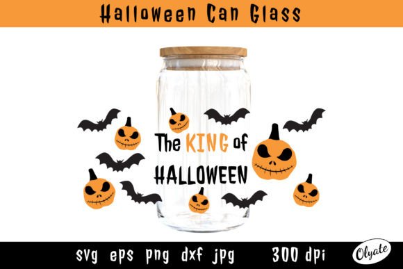 Pumpkin Jack O Lantern Can Glass. Hallow