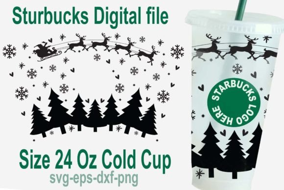 Santa Sleigh Wrap SVG for 24 Oz Cold Cups