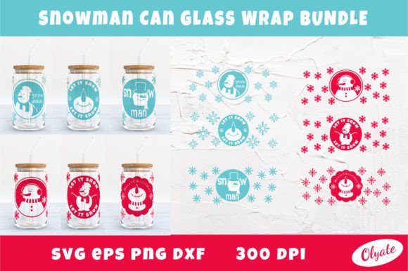 Snowman Can Glass Wtap SVG. Snowman 16OZ