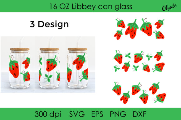 Strawberry Can Glass 16 OZ Wrap