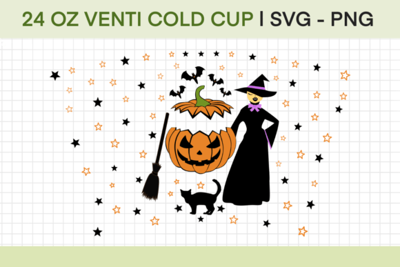 Witch Pumpkin a Cat Bloom Halloween SVG